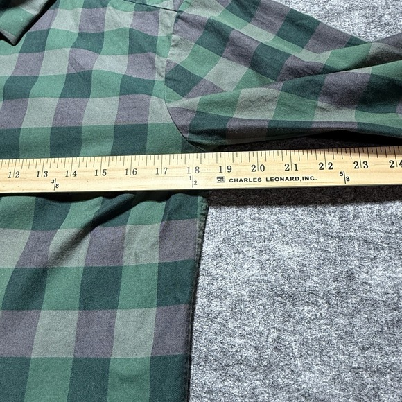 Jared Lang Mens Shirt Medium Green Black Check Long Sleeve Slim Fit Button Up - Picture 7 of 10